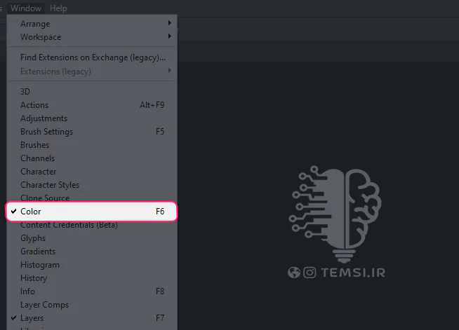 color-in-menu
