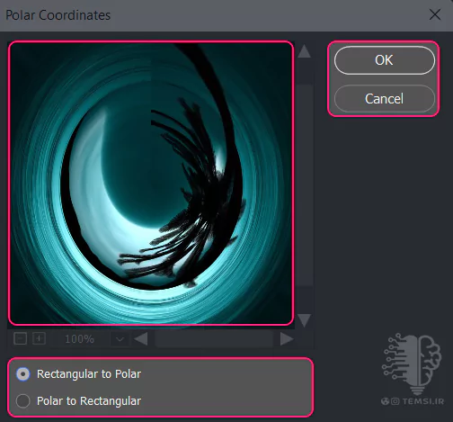 photoshop-2024-filter-distort-polar-coordinates